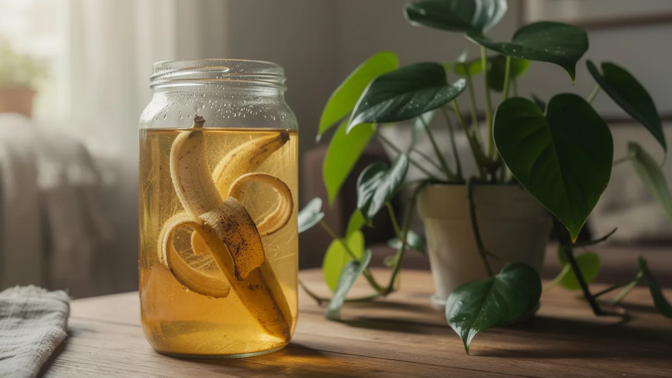 Bananenschillen en kamerplanten: De 48-uurs vloeibare meststof-hack.